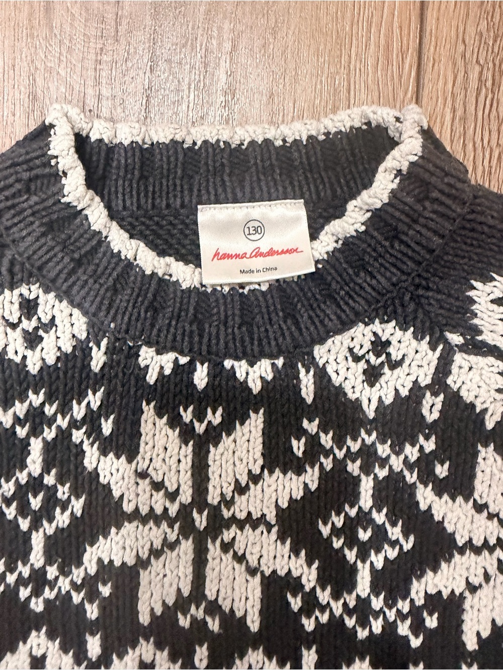 Hanna Andersson Black & White Nordic Crewneck Sweater 0351 - Picture 2 of 4